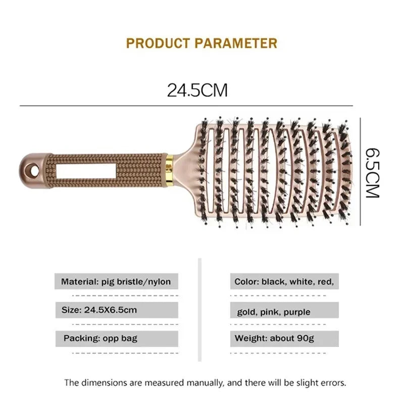 Hair Brush Scalp Massage Comb Hairbrush Boar Bristle Nylon Women Wet Curly Detangle Hair Brush Salon Hairdressing Styling Tool Zpaxo