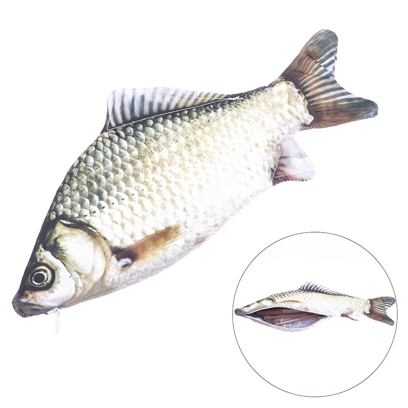 Realistic Crucian Carp Pencil Case Funny Fish-shaped Pen Holder Zpaxo
