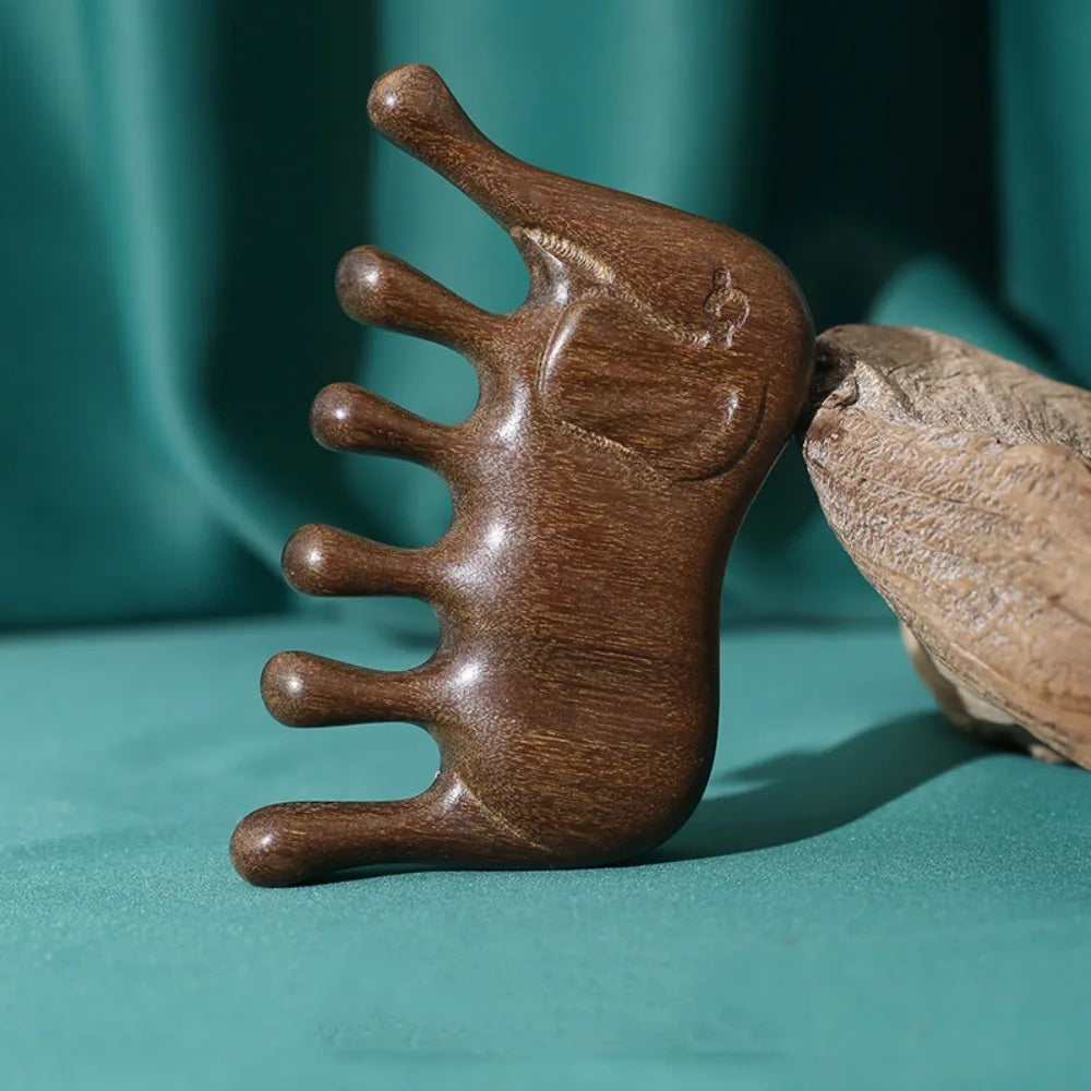 Sandalwood Body Meridian Massage Comb Wide Tooth Animal Shaped Wood Zpaxo 6