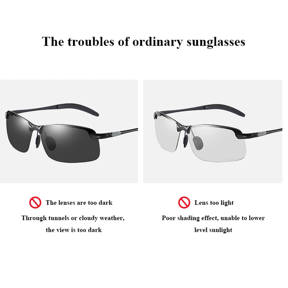 Photochromic Sunglasses Men Polarized Driving Chameleon Glasses Male Zpaxo