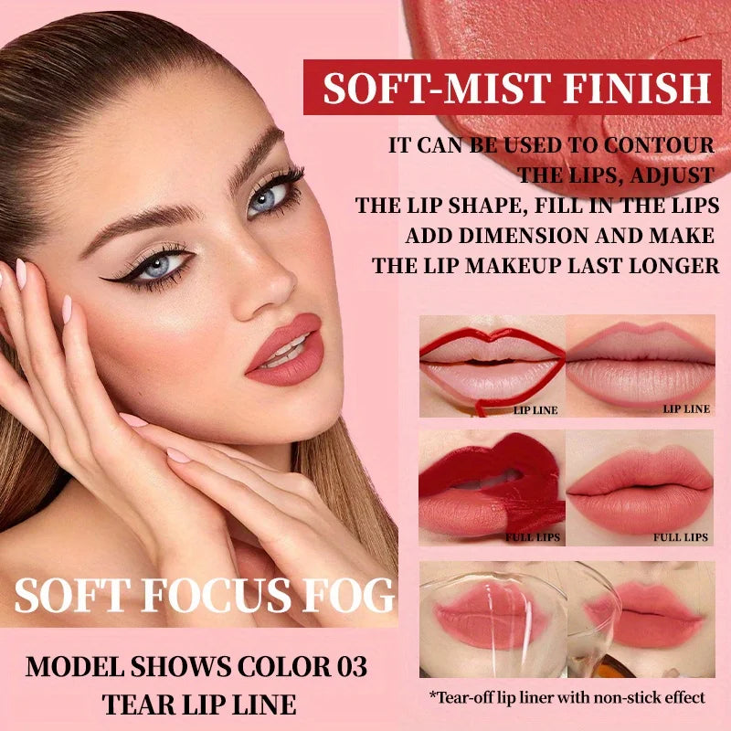 3-Pack Set Casual Lip Makeup Variety Lip Makeup Casual Matching Lipstick & Tear Lip Line & Butter Lip Gloss Zpaxo