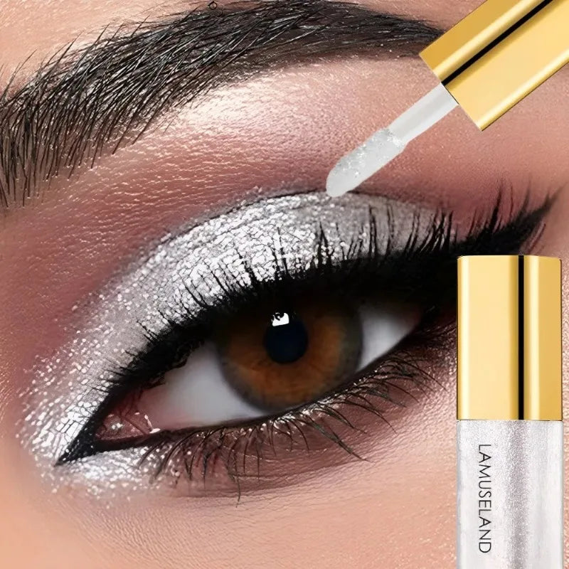 Pearl Liquid Eyeshadow Natural Smokey Silver Fine Shimmer Diamond Glitter Eye Shadow Eyelid Waterproof Highlighter Beauty Makeup Zpaxo 01
