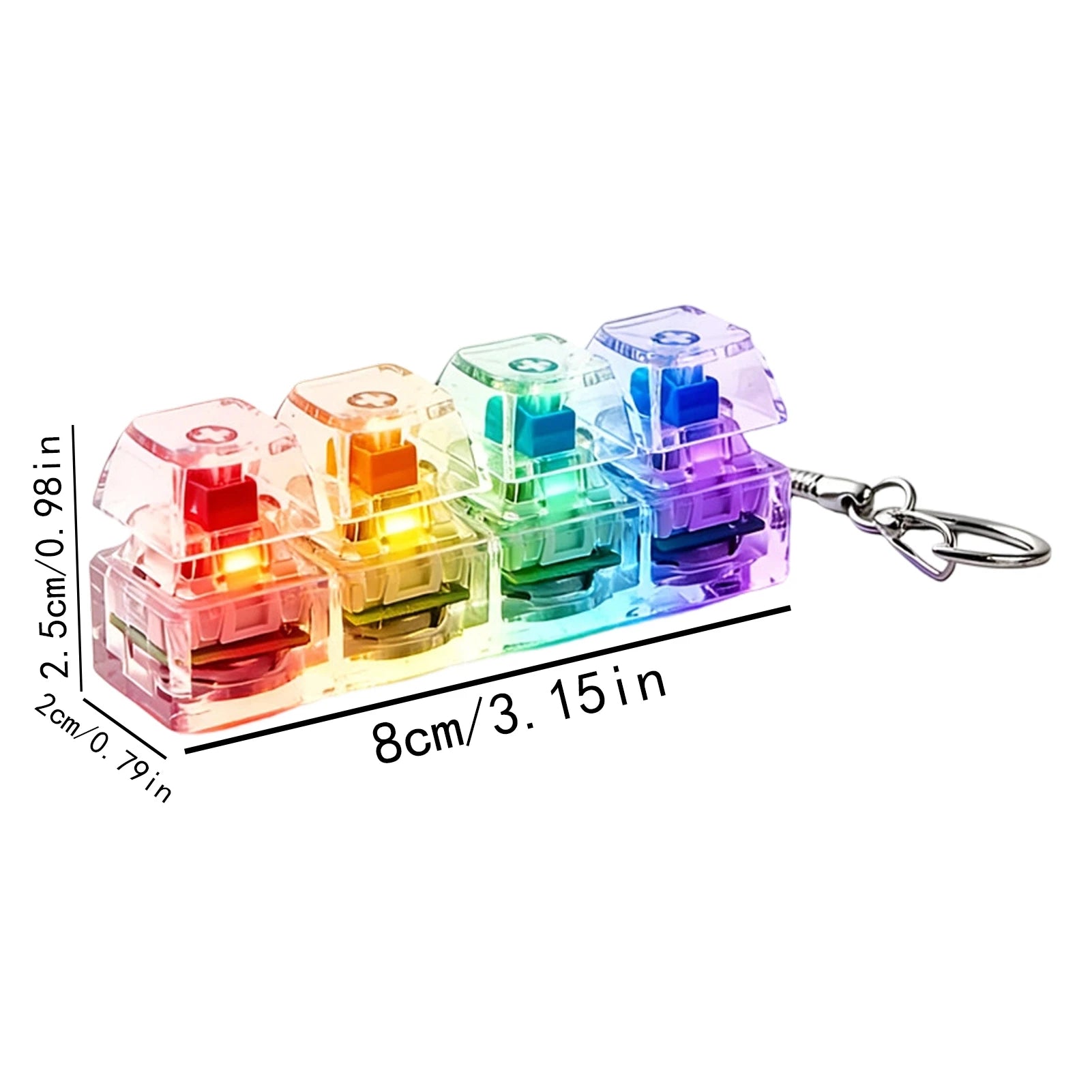 LED Keyboard Keychain Fidget Toy – Crystal Clicker Stress Relief Fidget Keychain Toy Zpaxo Transparent