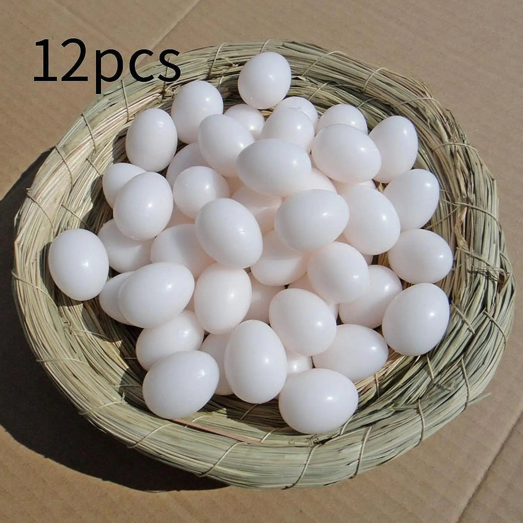12x Solid Plastic Pigeon Eggs Home Decor Poultry Supply Artificial Easter Eggs Zpaxo