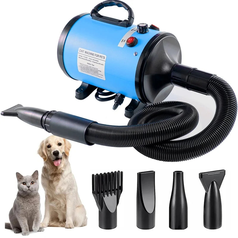 2800W Pet Dog Hair Dryer Blower – High-Power Low-Noise Grooming Pet Hair Dryer Zpaxo EU-Blue