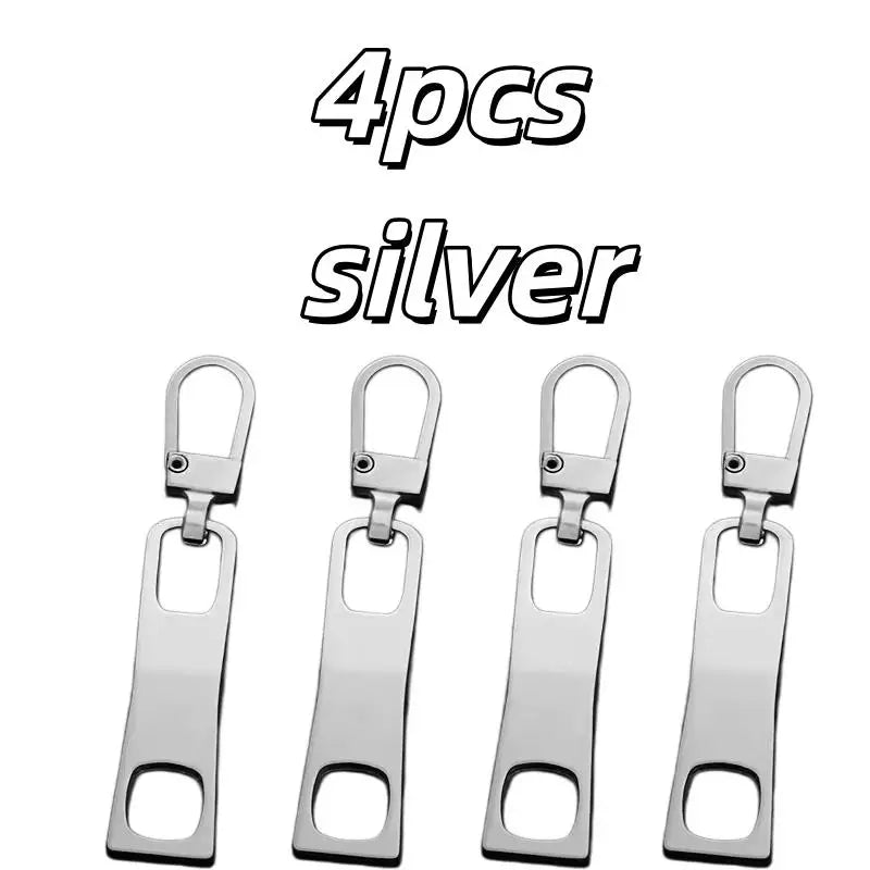 4pcs Two-Hole Zipper Pull Tabs – Detachable Metal Buckle, Replacement for Clothing & Schoolbags Zpaxo 4pcs silver