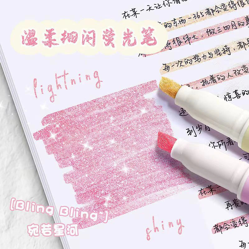 Glitter Shiny Pens Bling Sparkling Highlighter Marker Brush Drawing