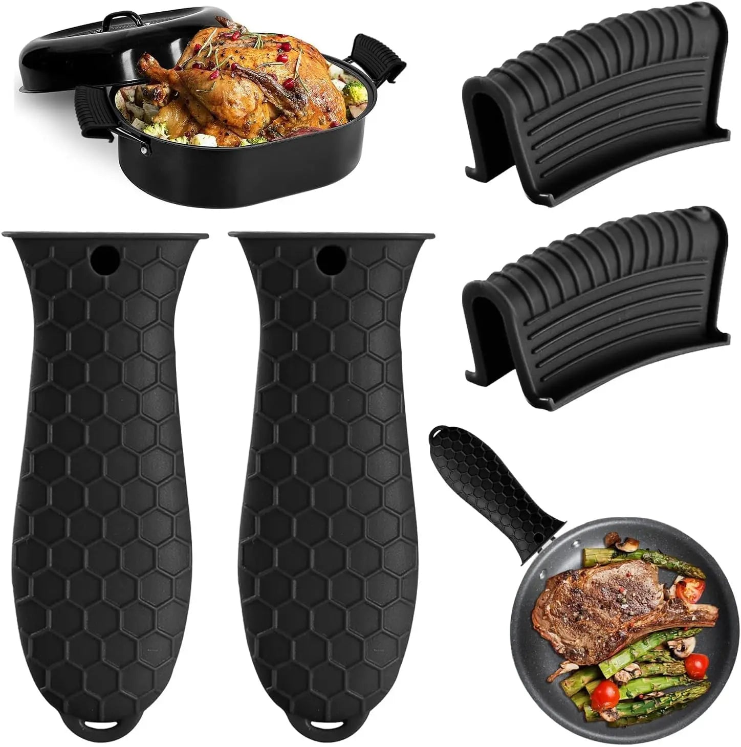 Silicone Heat-resistant Handle Covers Cast Iron Pot Holders Skillet Zpaxo