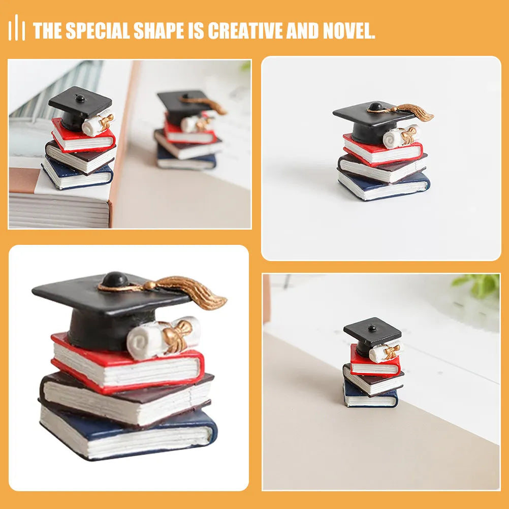 Graduation Cake Toppers Doctoral Cap Stacked Books Academic Theme