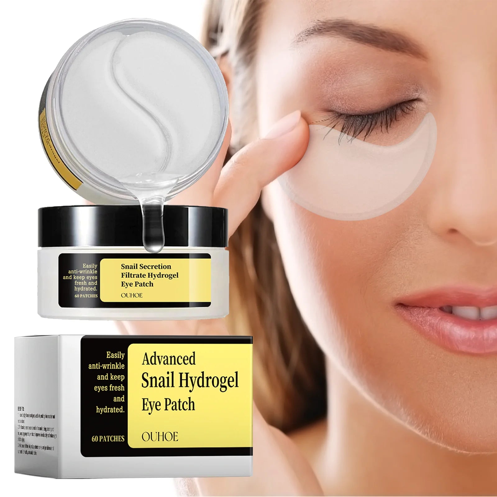 Snail Essence Eye Patches Dark Circles and Wrinkles Hydrating Under Eye Mask Deep Moisture Anti Aging Rejuvenating Gel Pads60pcs Zpaxo