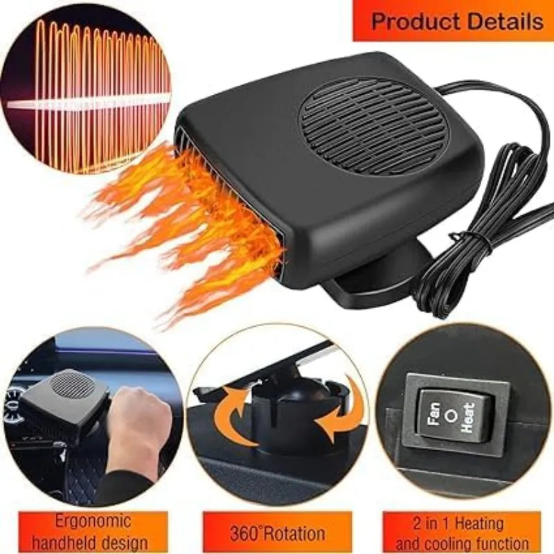 2-in-1 Car Heater Fan 12V 24V – Windshield Defroster & Defogger