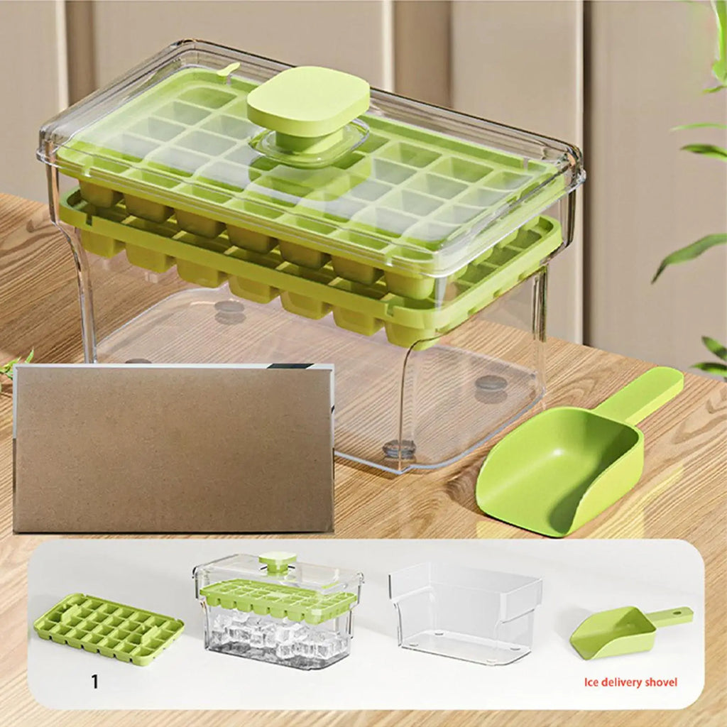 Ice Tray 68 Cube Press Release Silicone Mold Storage Box Stackable