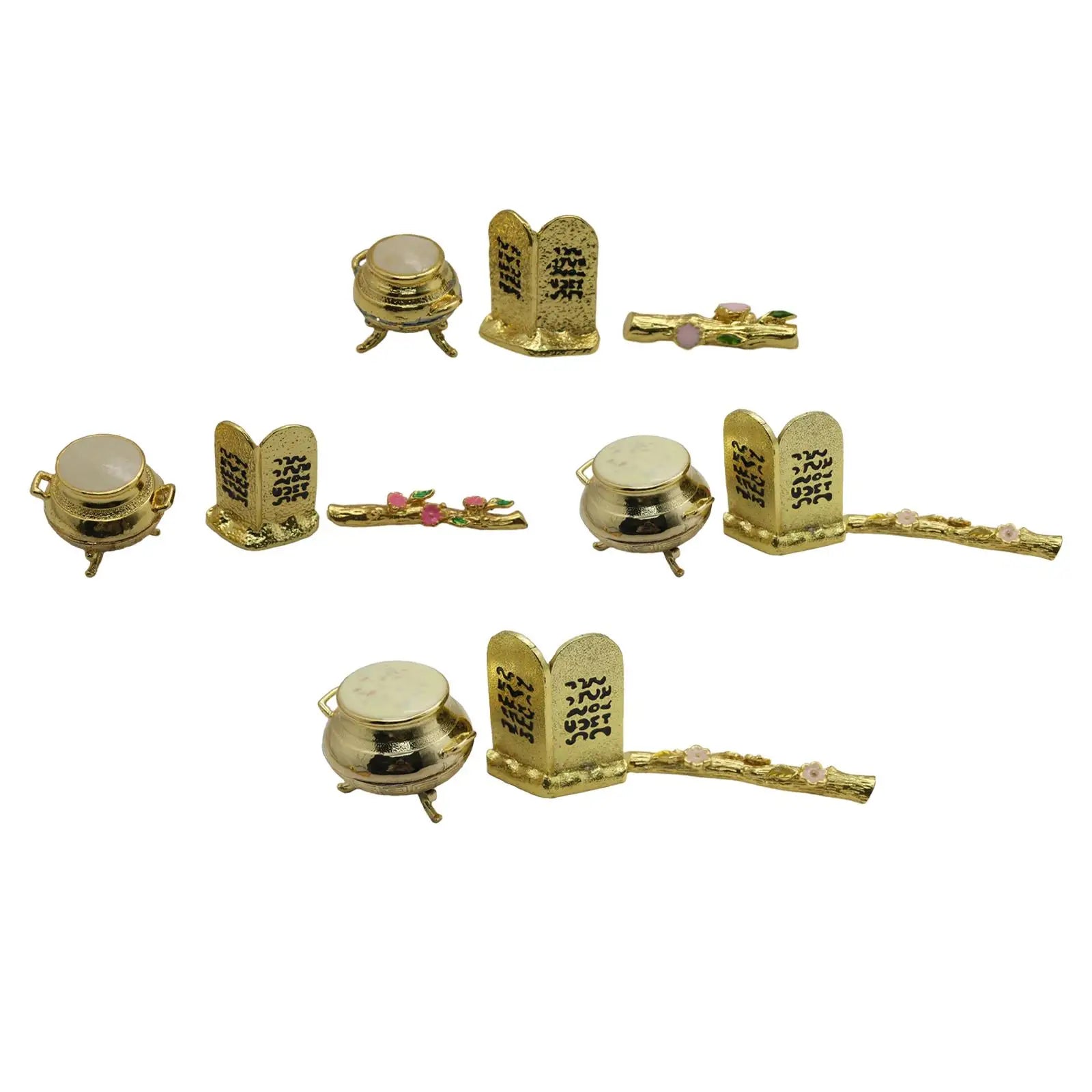 Ark of the Covenant 3-Piece Metal Set – Golden Jar & Aaron's Rod Religious Figurine Set Zpaxo