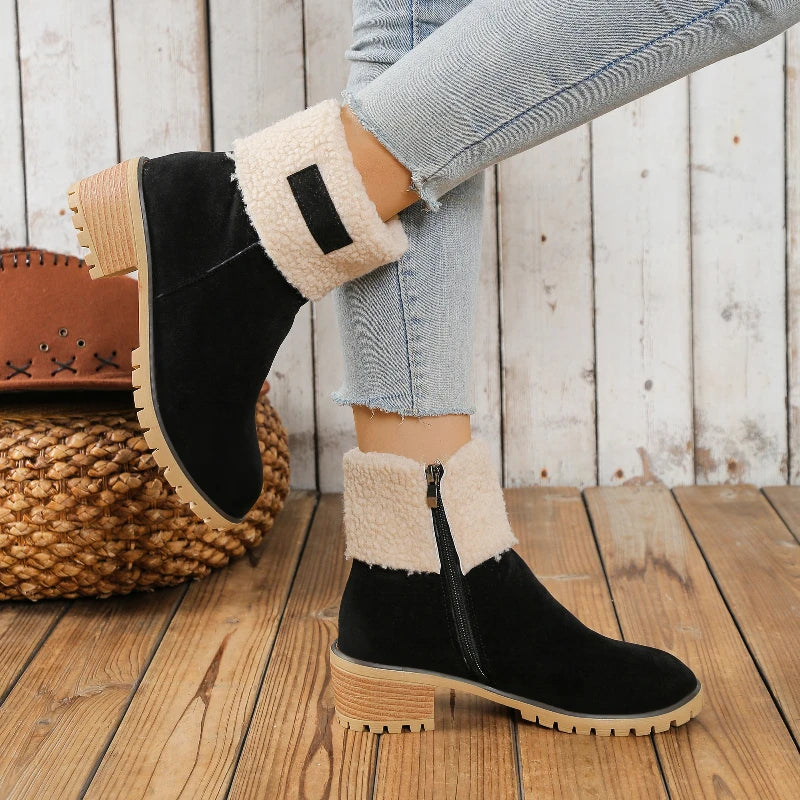Women Snow Boots Fur Keep Warm Plush Shoes Women 2025 New Platform High Heel Ankle Boots Women Autumn Winter Lightweight Shoes Zpaxo