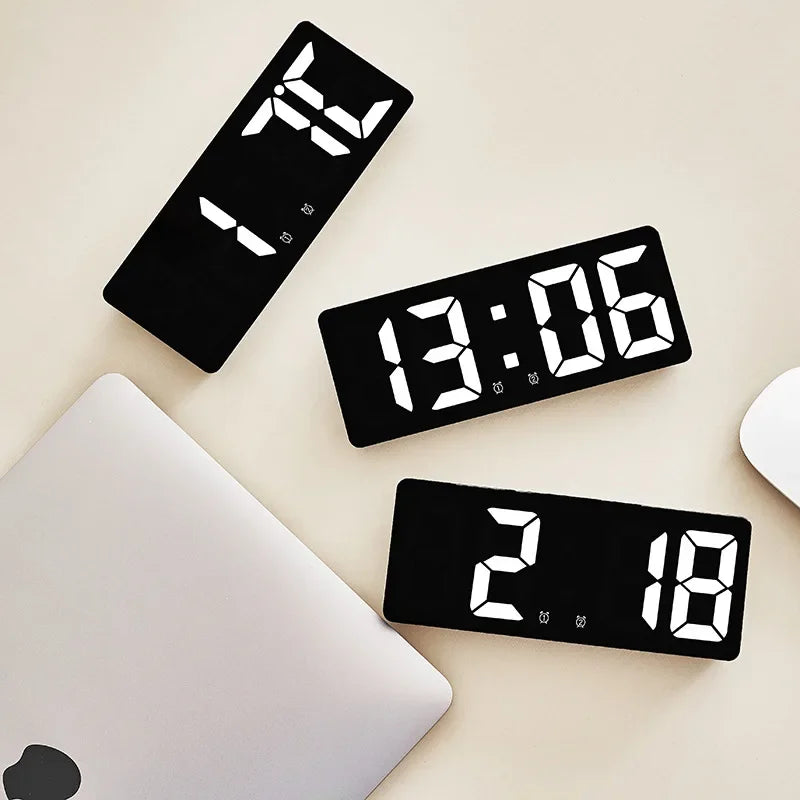 Digital Alarm Clock Voice Control Teperature Snooze Night Mode