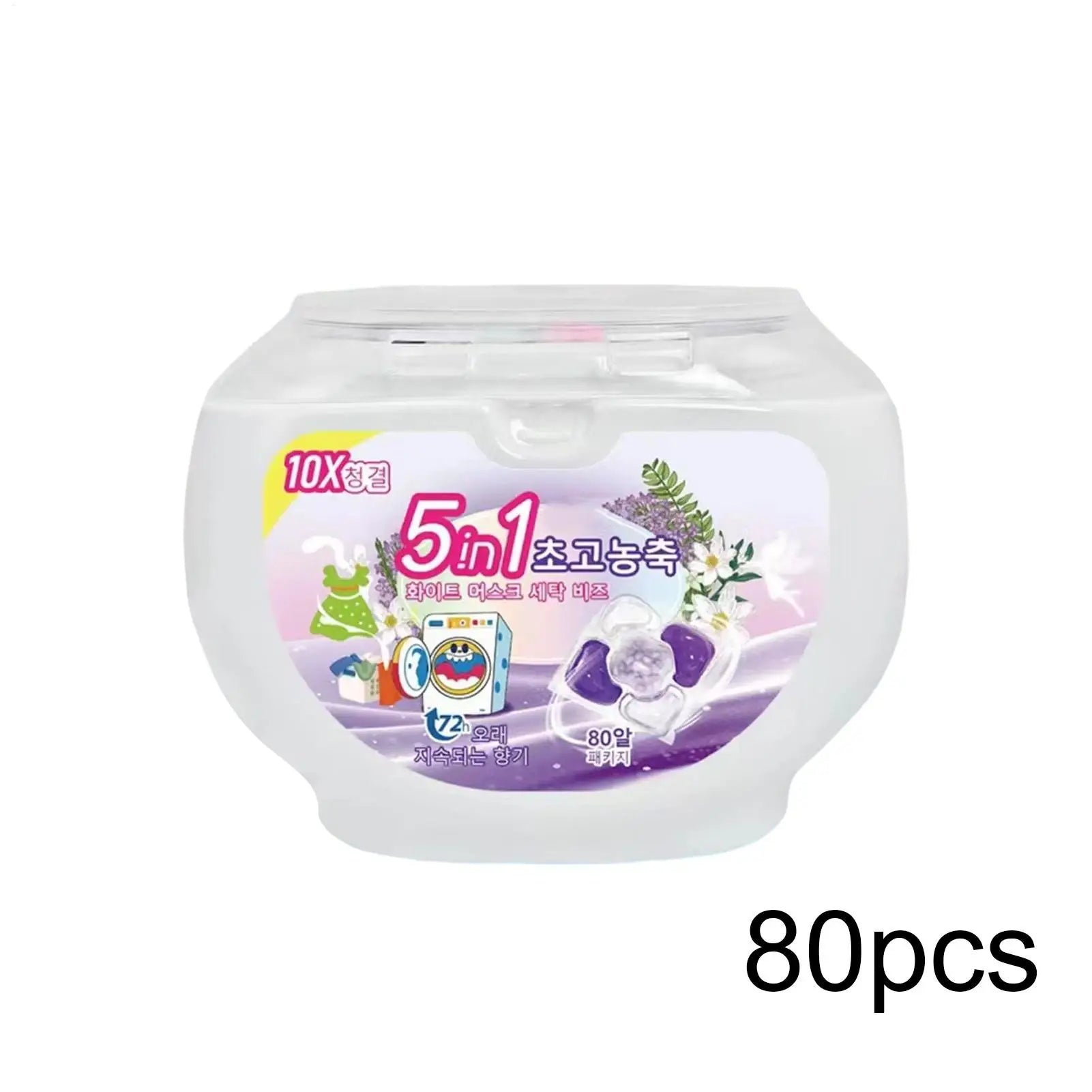Laundry Pods 5In1 Stain Remover 80 Pacs Detergent Softener Fresh