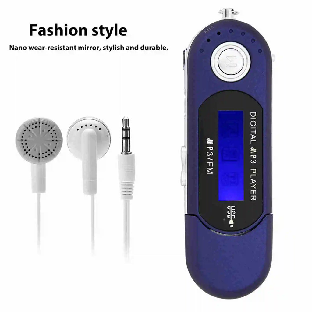 Portable Music MP3 USB Player LCD Screen Voice Black Blue White