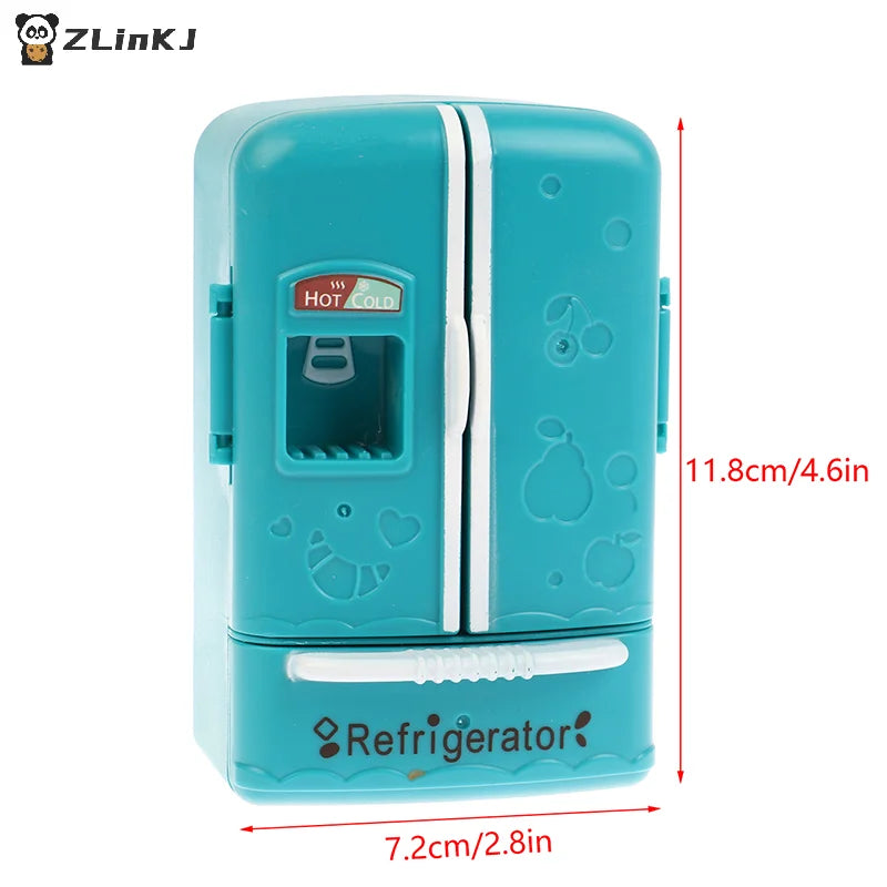 ▶1Pcs White/Pink/Blue Mini Refrigerator Model 1/12 Dollhouse Miniature Kitchen Scene Decorations Ornaments Doll Accessories Zpaxo