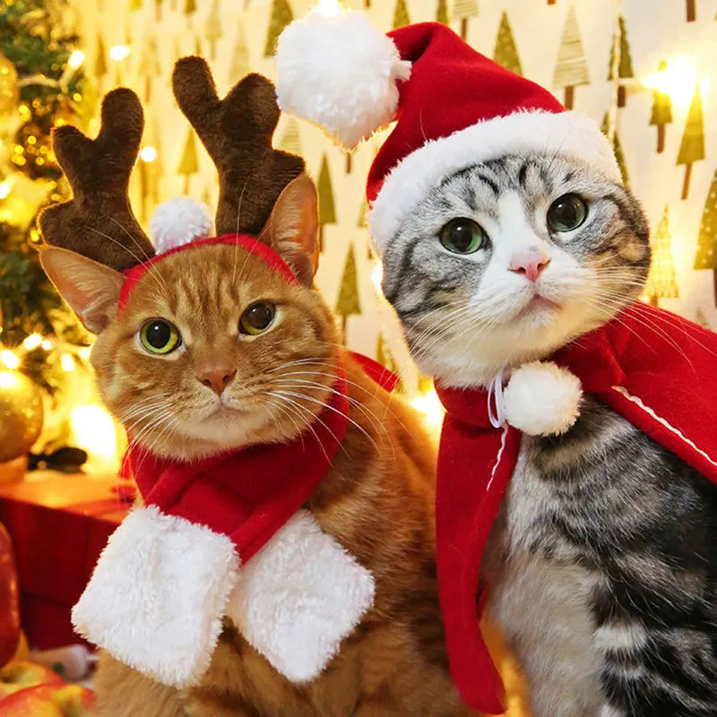 Cute Winter Pet Cloak Dog Cat Christmas Clothes Warm Puppy Santa Red