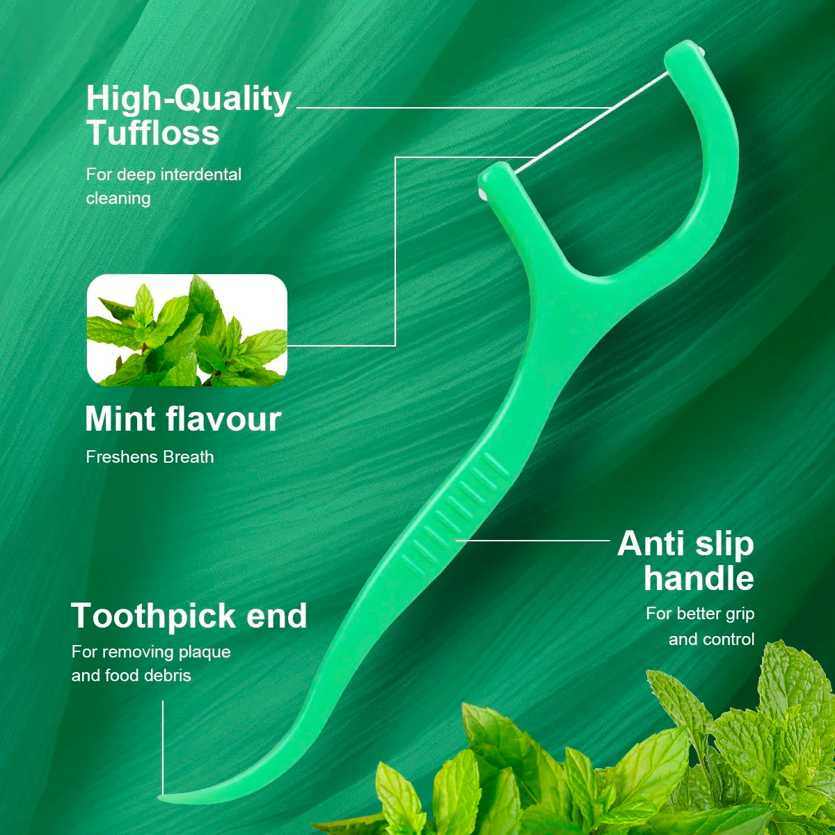 300pcs Mint Flavored Adult Dental Floss Picks Ultra-Fine Flossing Sticks Portable Toothpick Thread for Home And Travel Dental Zpaxo