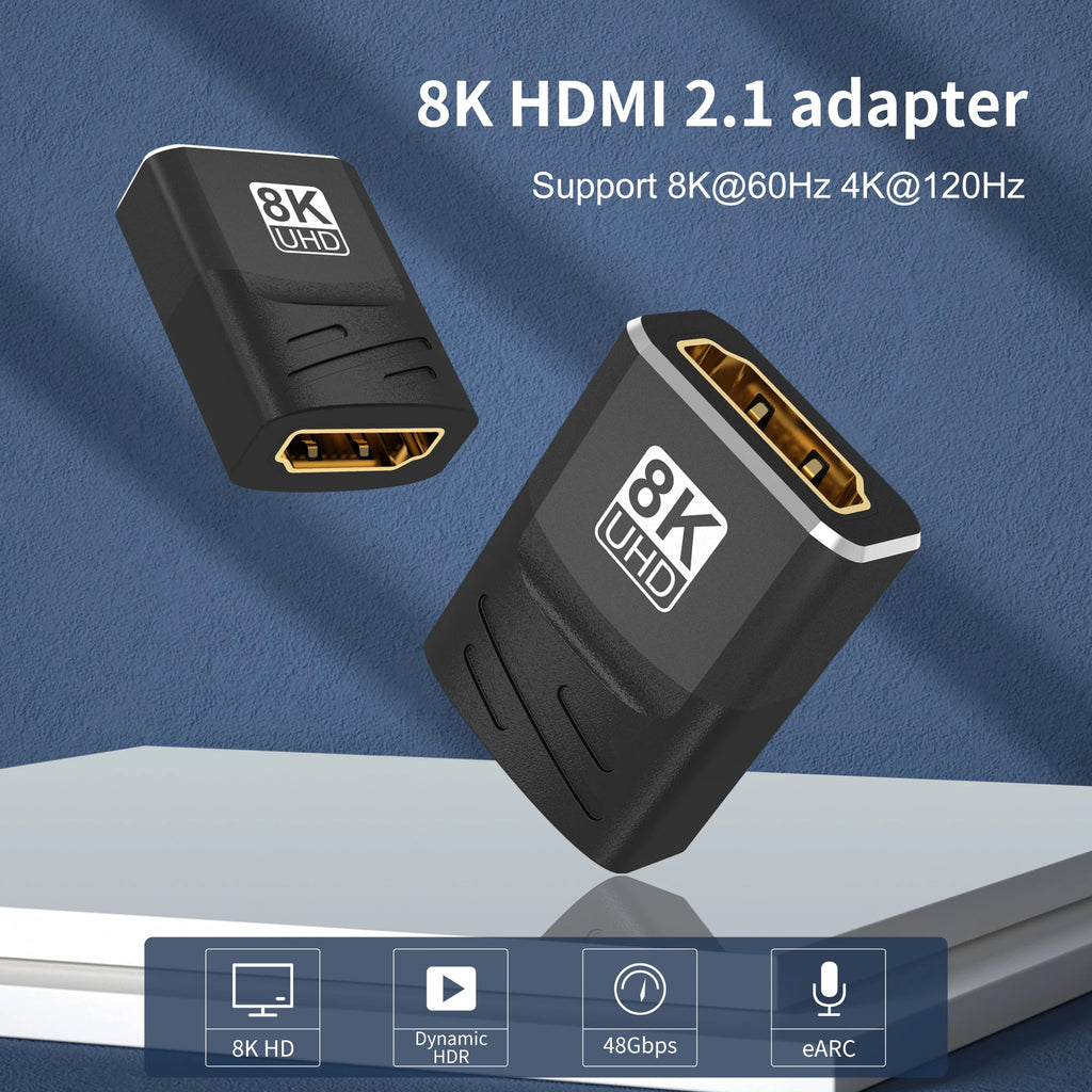 HDMI Coupler 8K, HDMI 2.1 Female to Female Connector HDMI Extension Adapter, Support 8K@60Hz Zpaxo