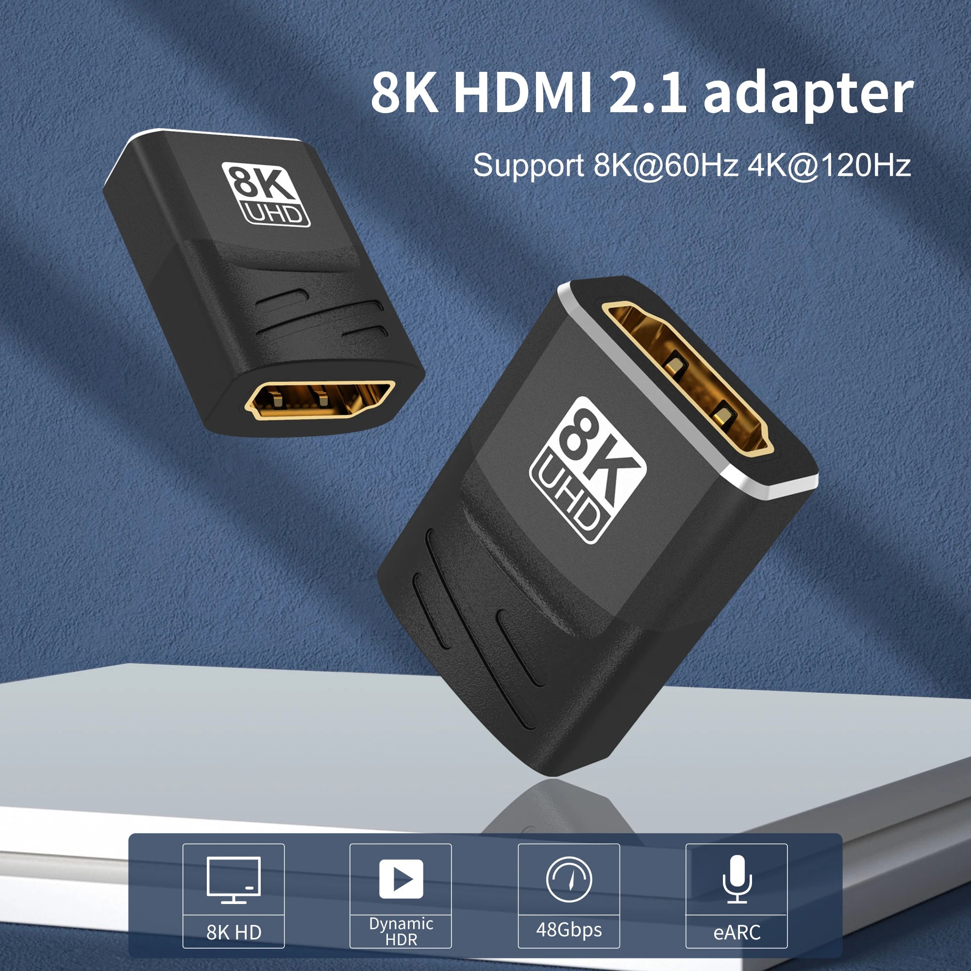 HDMI Coupler 8K, HDMI 2.1 Female to Female Connector HDMI Extension Adapter, Support 8K@60Hz Zpaxo