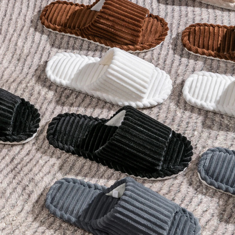 Men's Open Toed Slippers Autumn Winter Indoor Anti Slip Breathable