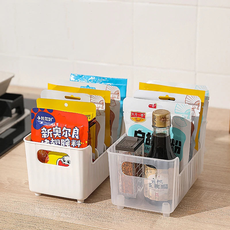 Refrigerator Organizer Bin Plastic Food Storage Tapes Books Seasoning