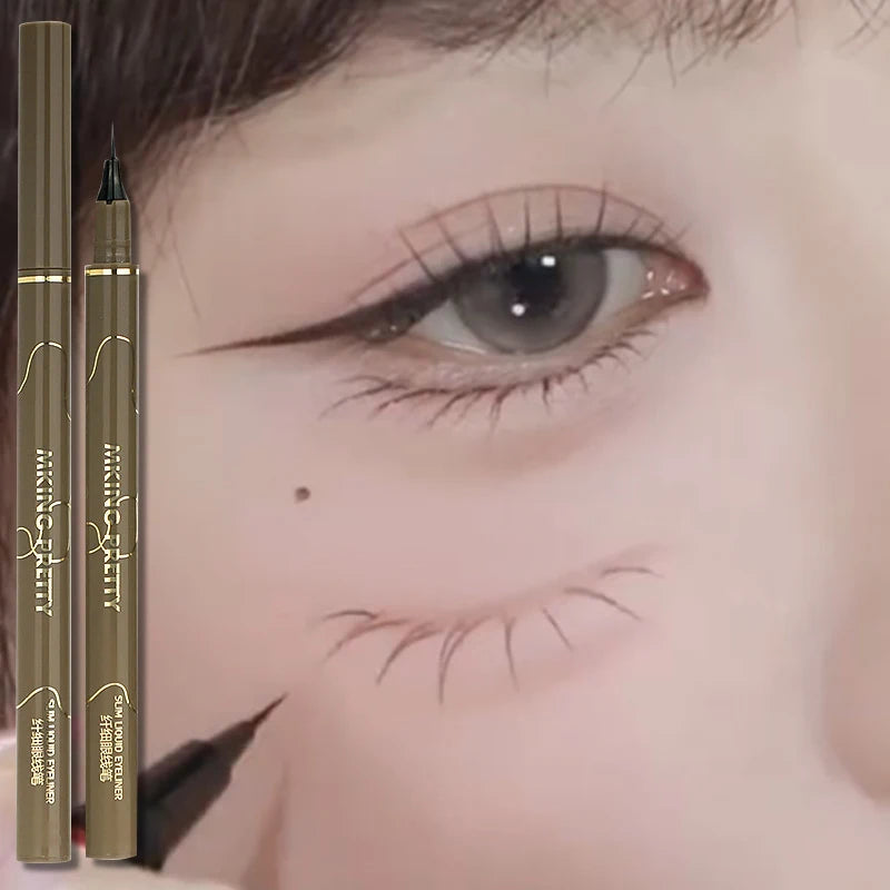 Black Brown Waterproof Quick-drying Liquid Eyeliner Ultra-fine Matte Long-lasting Silkworm Eye Liner Pencil Eye Makeup Gifts Zpaxo