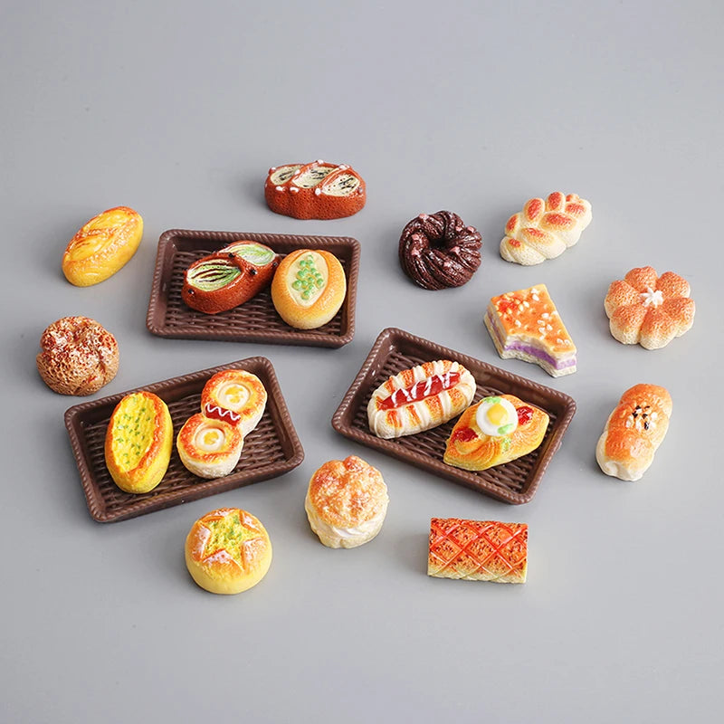 ▶Dollhouse Miniature Mini Food Display Show Stand Cake Bread Dessert Cabinet Kanto Cooking Pantry Furniture Model Scene Props Zpaxo