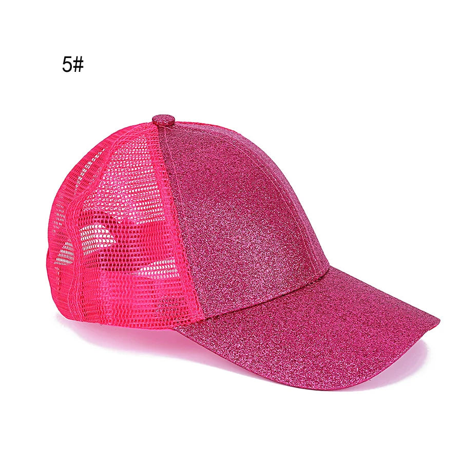 Kids Sequin Ponytail Baseball Cap – Large Brim Sun Hat