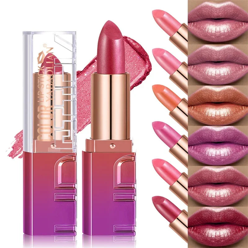 Diamond Pearlescent Lipstick Glitter Metallic Changing Lipgloss