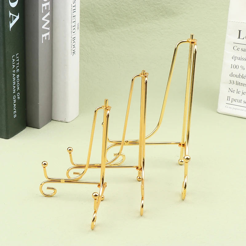 Gold Iron Display Stand Craft Bracket Book Holder Photo Pedestal Bowl
