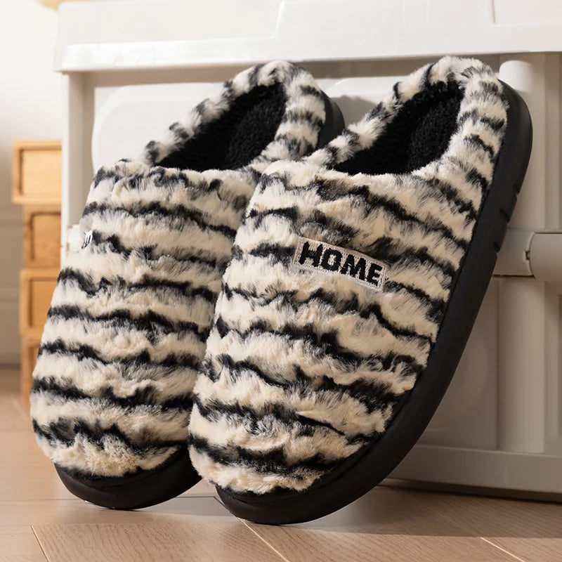 Women's Winter Fur Slippers Indoor Fluffy Couple Bedroom Flat Slides