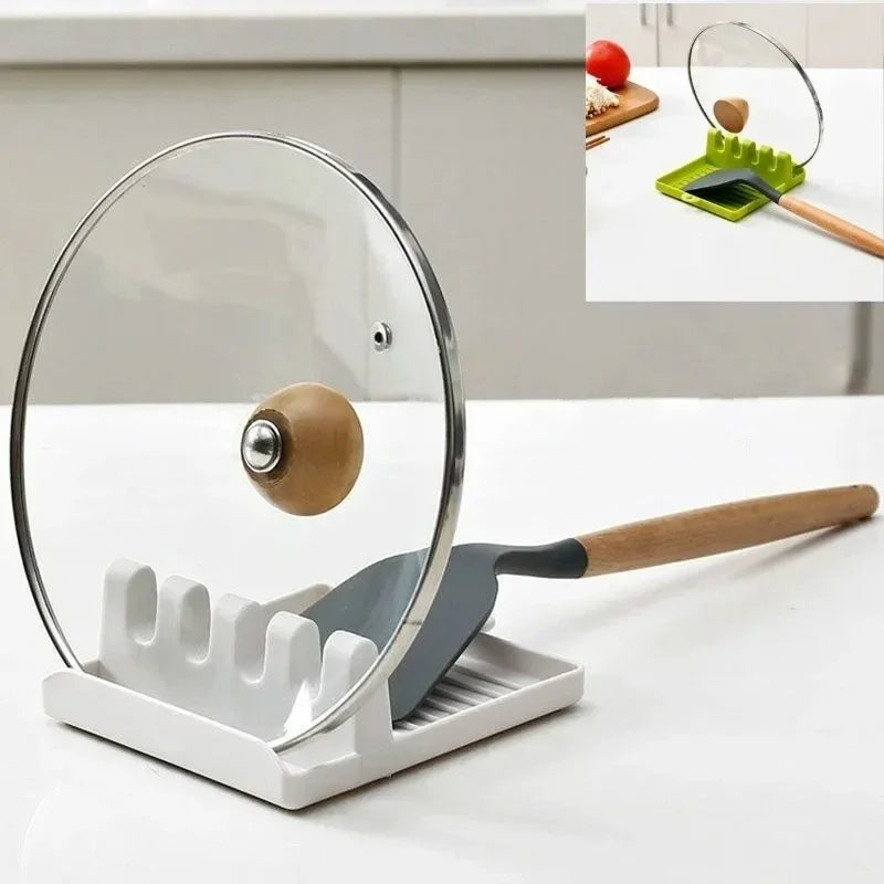 Pan Lid Holder Supports Spoons Pot Cover Rests Spatula Stand For Kitchen Convenience Utensils Tools Accessories Cooker Organizer Zpaxo