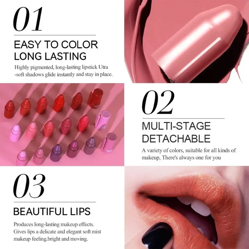 1 Matte Velvet Lipstick Crayon Combo Pink Red Lip Tint Sexy