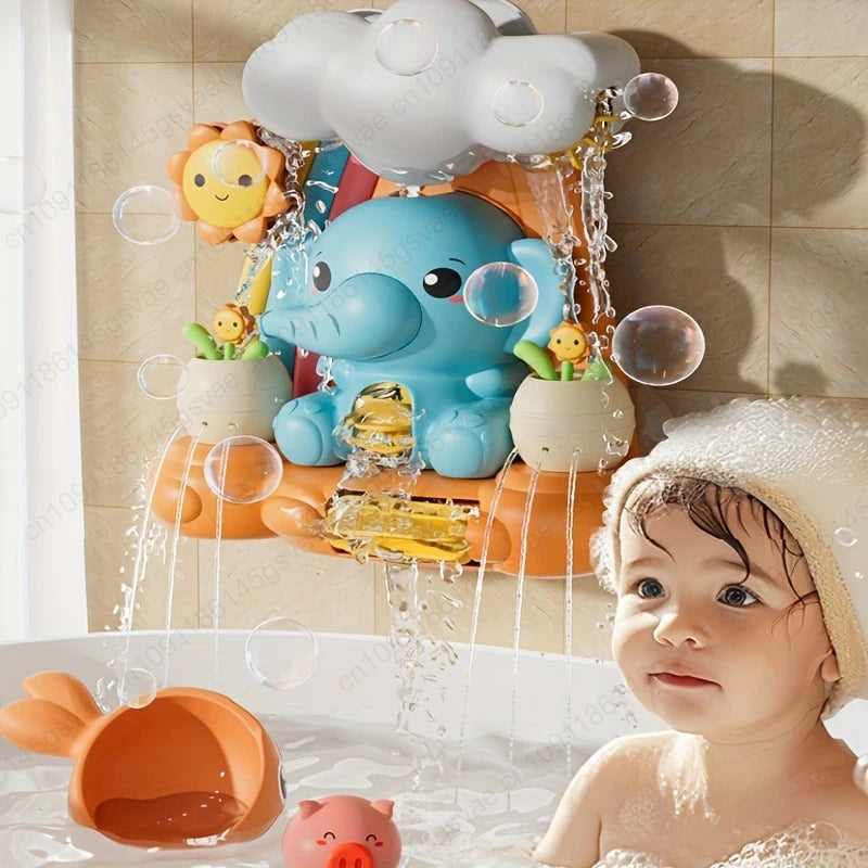Baby children's water toys, suction cups, turning around, baby elephant water wheel, bathroom shower, male and female baby bath Zpaxo
