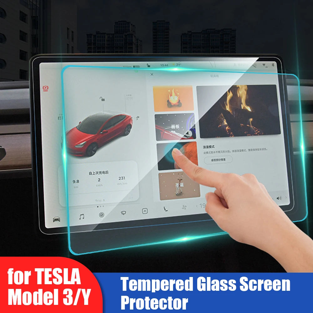 Matte HD Film Protection For Tesla Model 3/Y 2021 Anti Glare Anti-fingerprint Center Control Tempered Glass Screen Protector Zpaxo