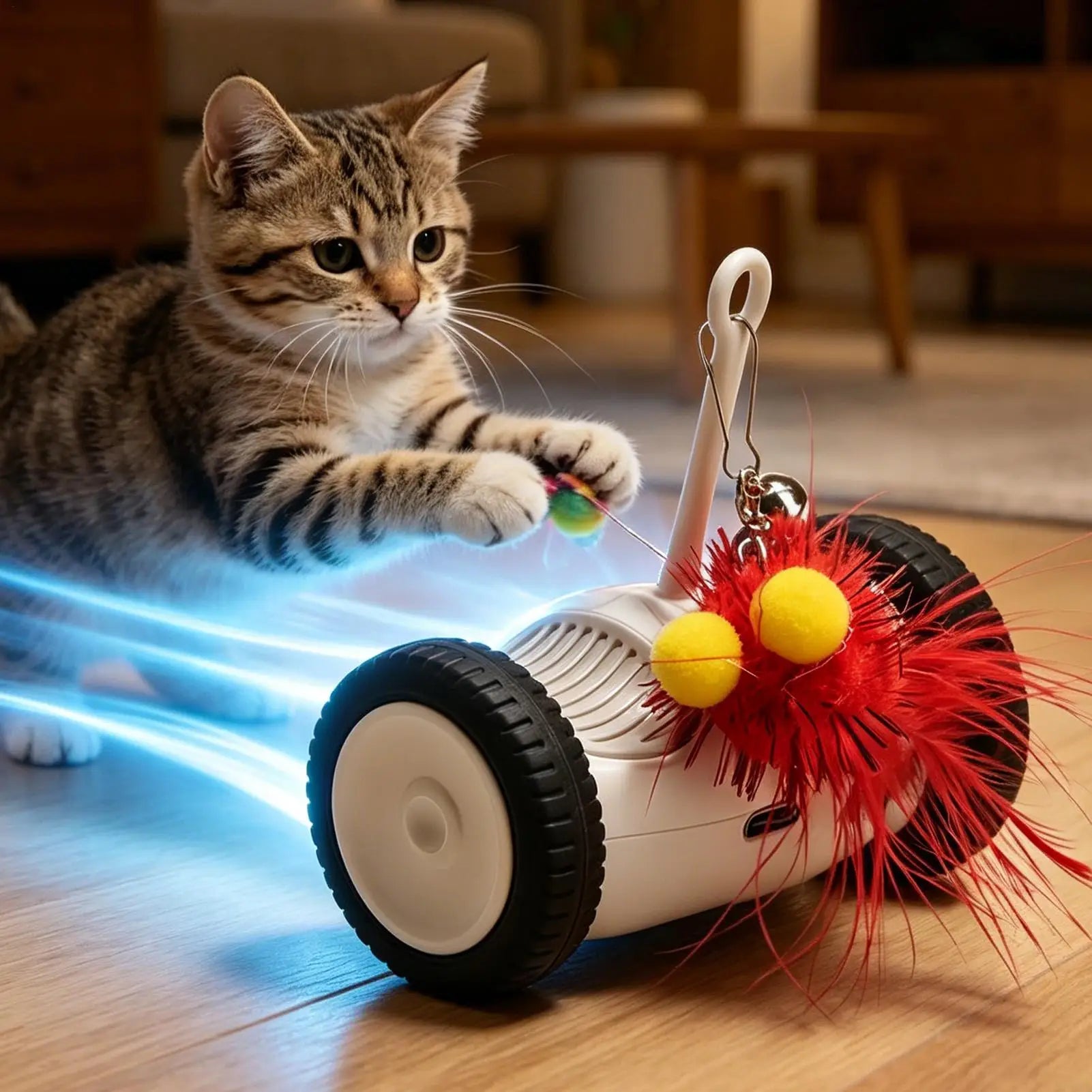 Indoor Cat Toy Car Rechargeable LED Red Light Automatic Interactive