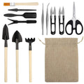 13pcs Mini Garden Shovel Rake Spade Scissors Bonsai Tools Set Wooden Handle Scissors for Flowers Potted Plant Garden Weeding Zpaxo 13PCS