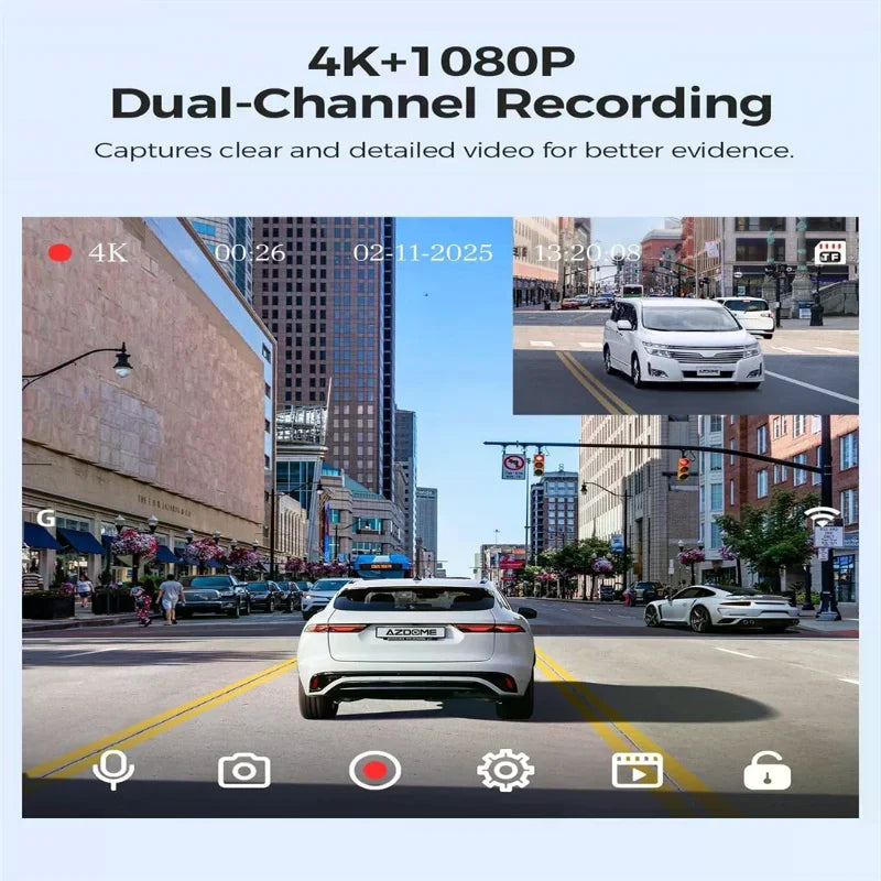 AZDOME M01 Max 4K Dual Dash Cam | Wi-Fi, ADAS, Night Vision
