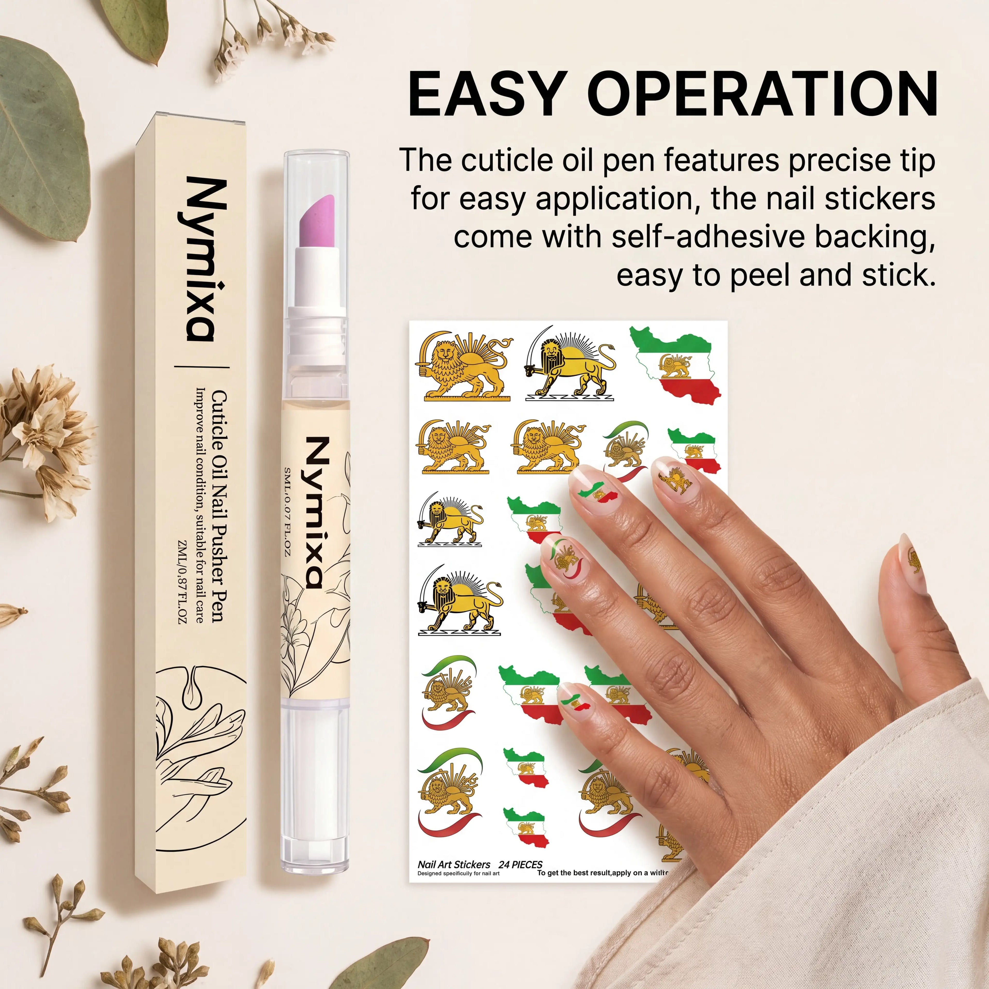 Nail Decoration Care Set Cuticle Oil Pen with Nail Stickers Set Long Lasting Moisturization Dry Skin Remedy Gentle Nourishing Zpaxo