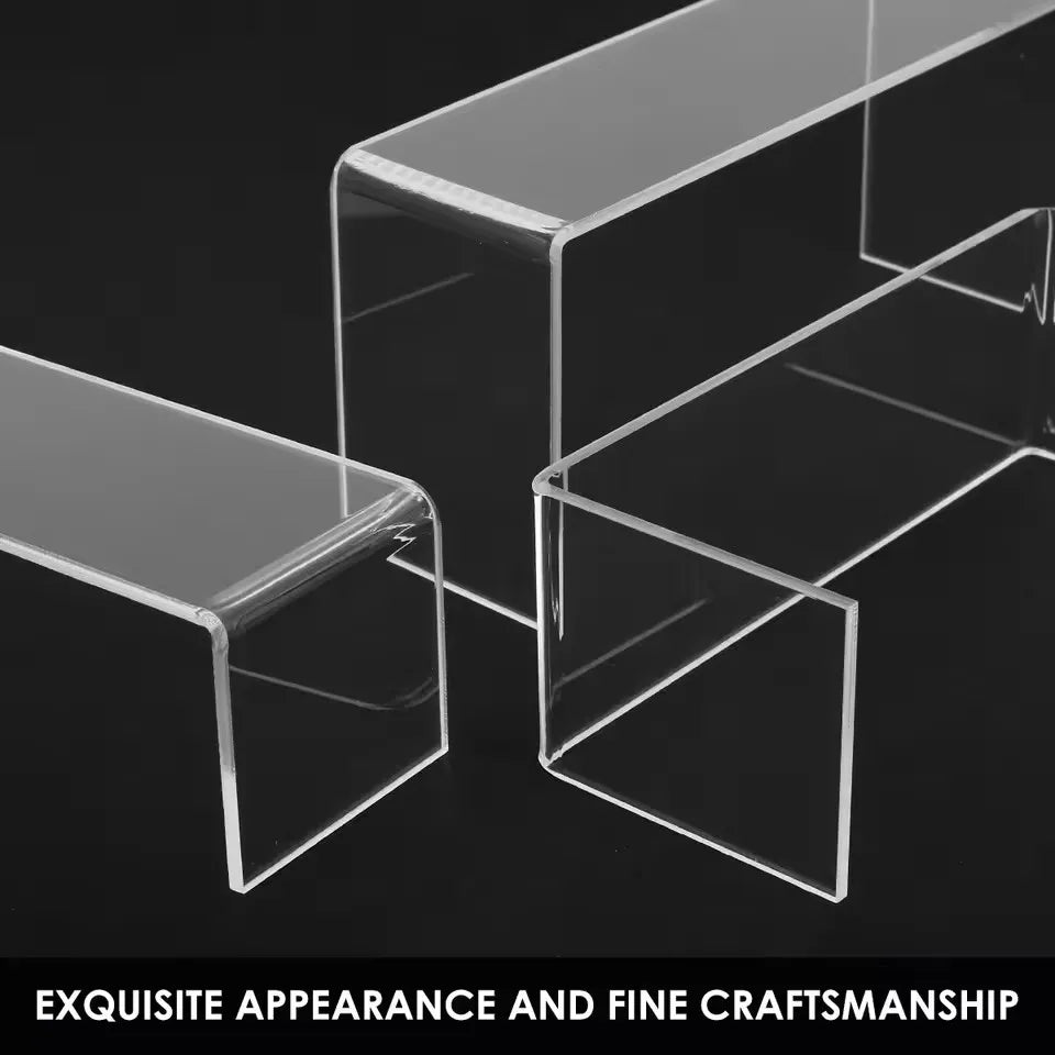 Acrylic Riser,Rectangular Acrylic Display Stand Shelf Clear Display Risers for Decor,Cake,Funko Pop,Retail Shoe Showcase Shelves Zpaxo
