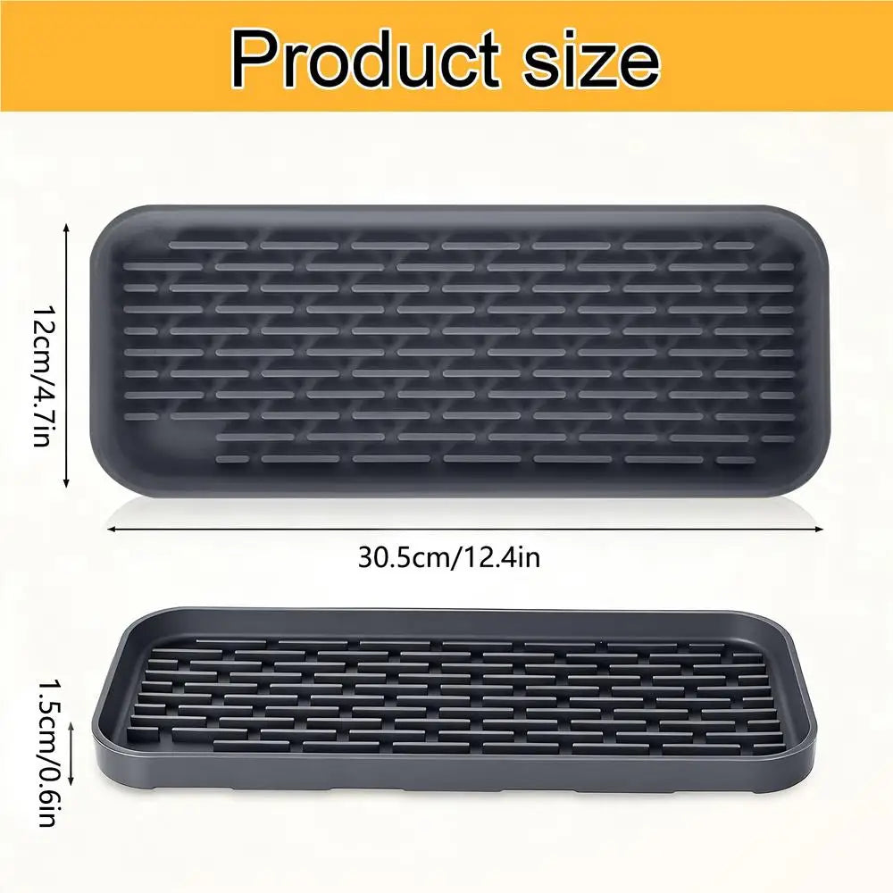 Silicone Drip Tray Mat – Non-Slip Kitchen Sink & Bar Drain Pad Silicone Drain Mat Zpaxo Gray