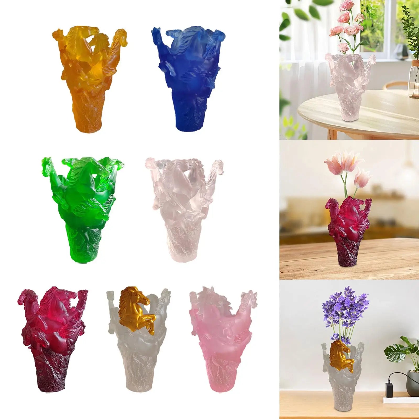 Multi-Horse Shaped Resin Flower Vase | Table Centerpiece Decor Decorative Resin Vase Zpaxo