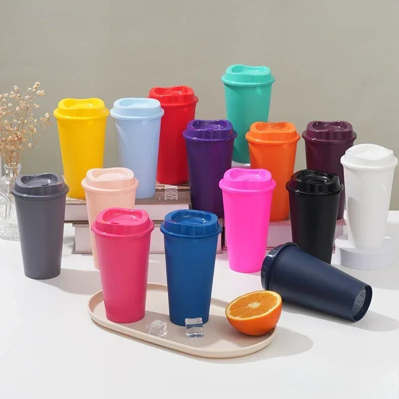 475ML Large Capacity Plastic Straw Cup for Birthday Parties Coffee Drinking Reusable Macaron Colored Straw Cup Takeaway New Zpaxo