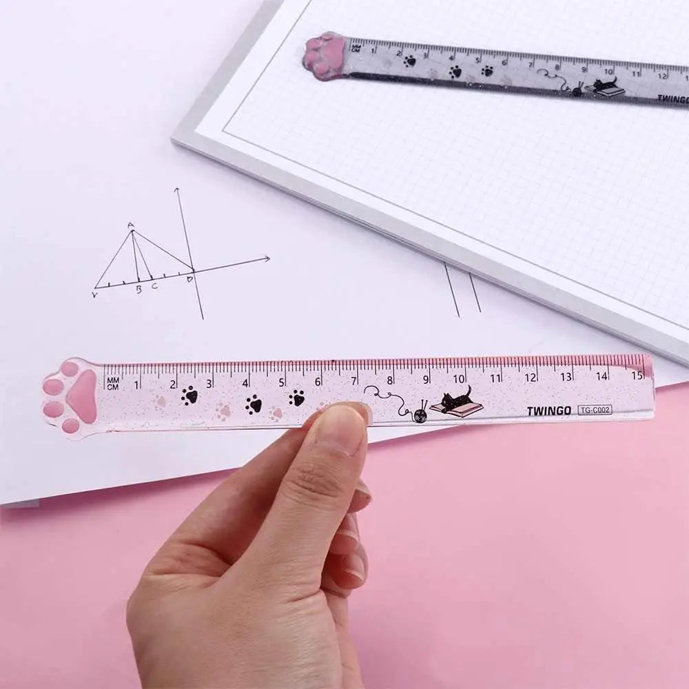 15cm Kawaii Cat Claw Ruler – Cute Cartoon Plastic Straight Edge