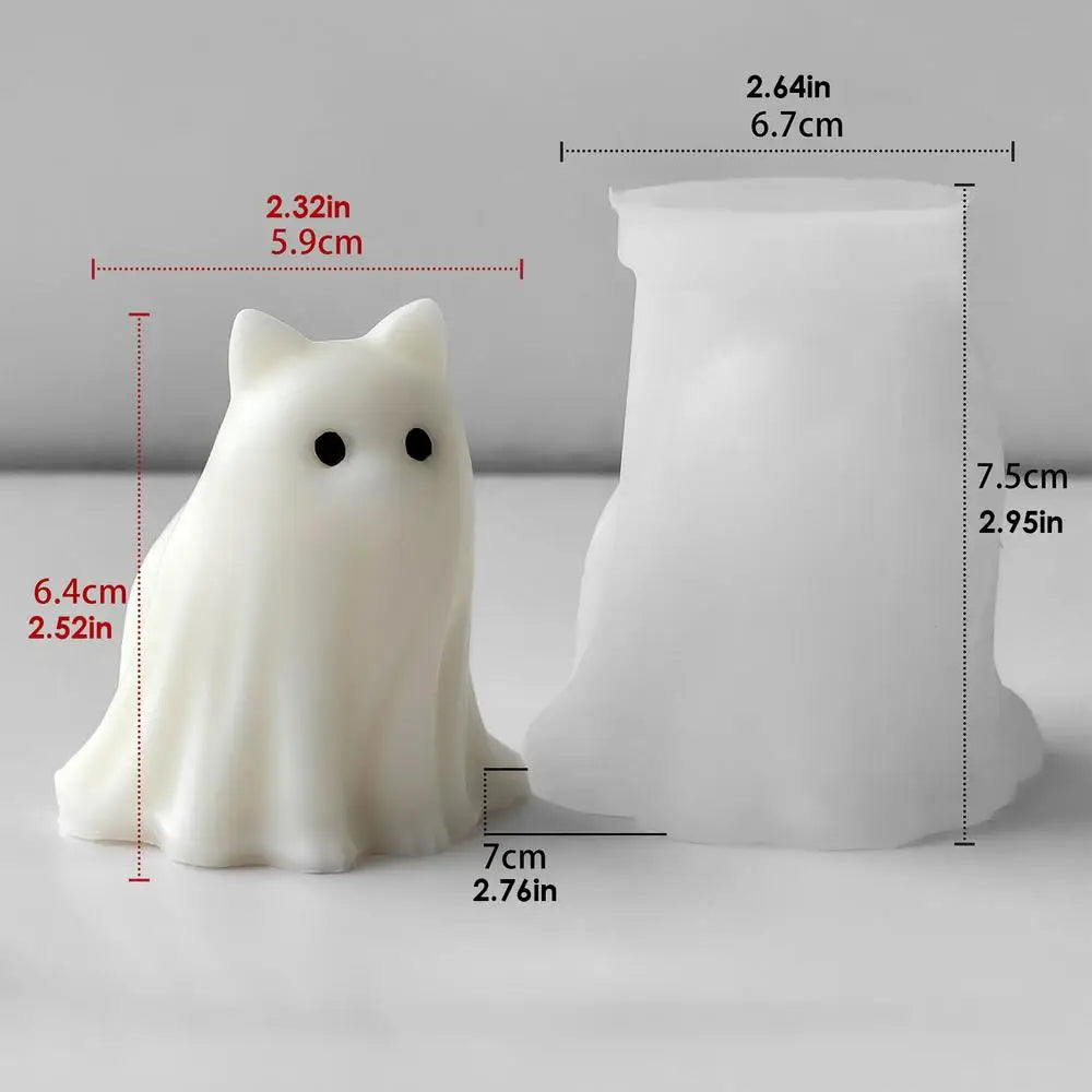Cute Ghost Puppy Kitten Silicone Molds DIY Halloween Candle Making Zpaxo B