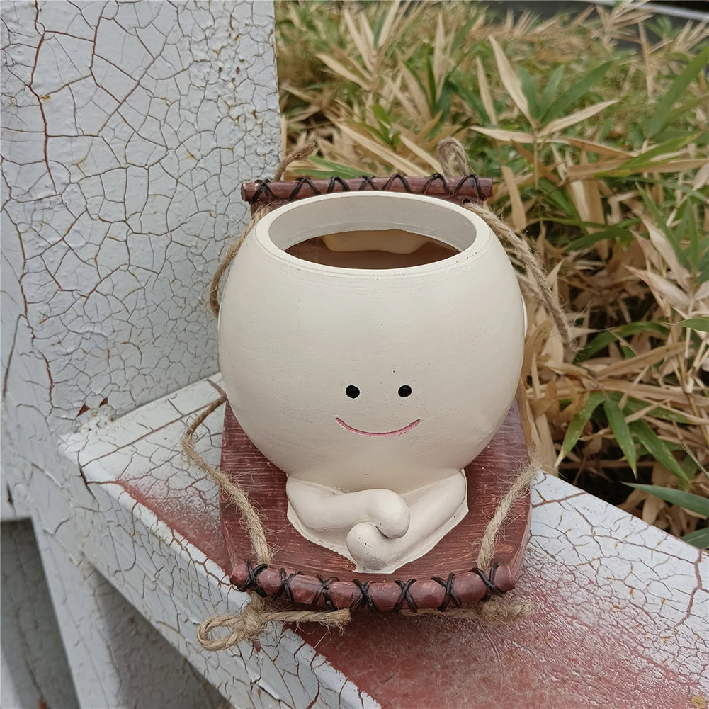 Cute Plant Succulent Pots Resin Hanging Swing Chair Planter Creative