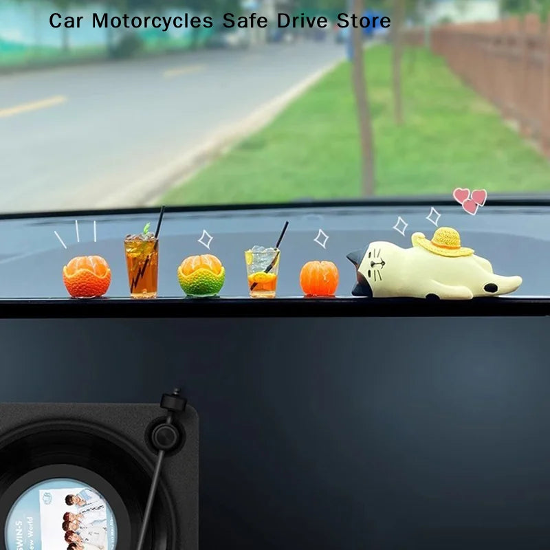 CM1 Mini Lemon Tea Coffee Action Figure Auto Dashboard Ornaments Cute